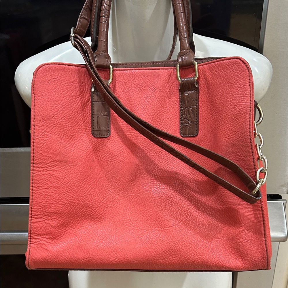 Coral and Brown Women's Handbag straps for crossbody or clutch